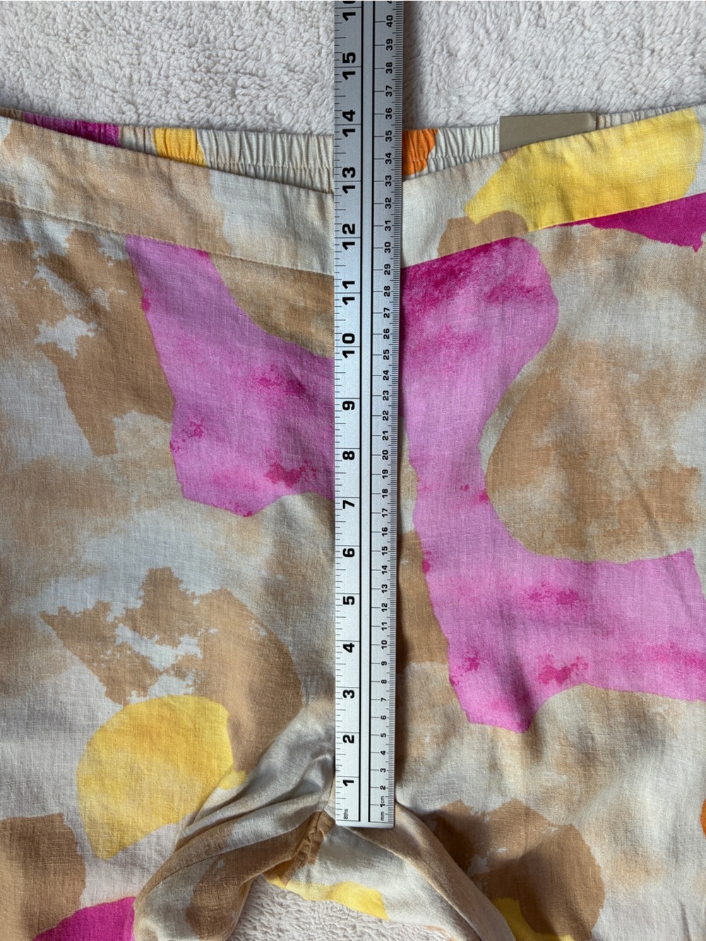 NWT Chico’s Wide-Leg Linen Blend Pants in Pink & Yellow Abstract Print Size 2.5 - Picture 4 of 8
